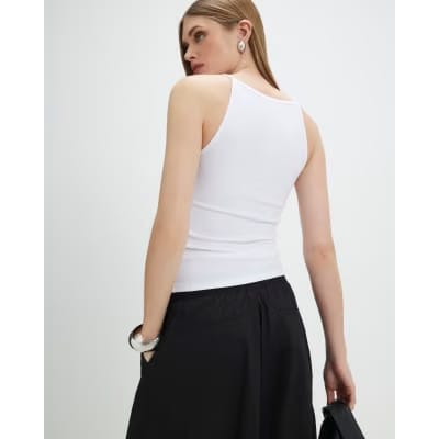 White Sleeveless Cotton Tank Top