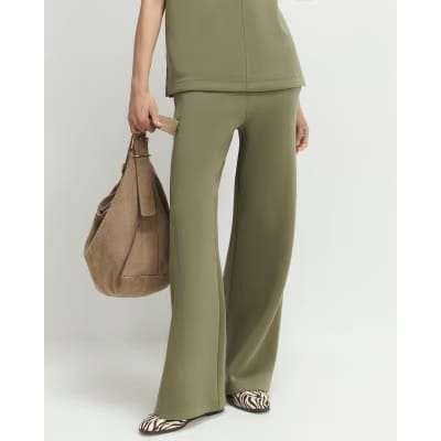 Khaki Premium Twill Wide Leg Joggers