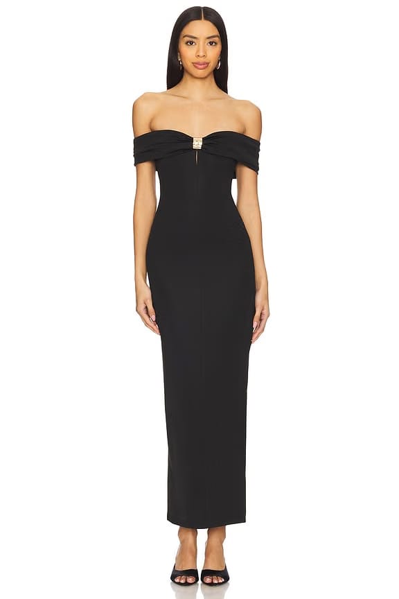 superdown Blake Off Shoulder Gown in Black