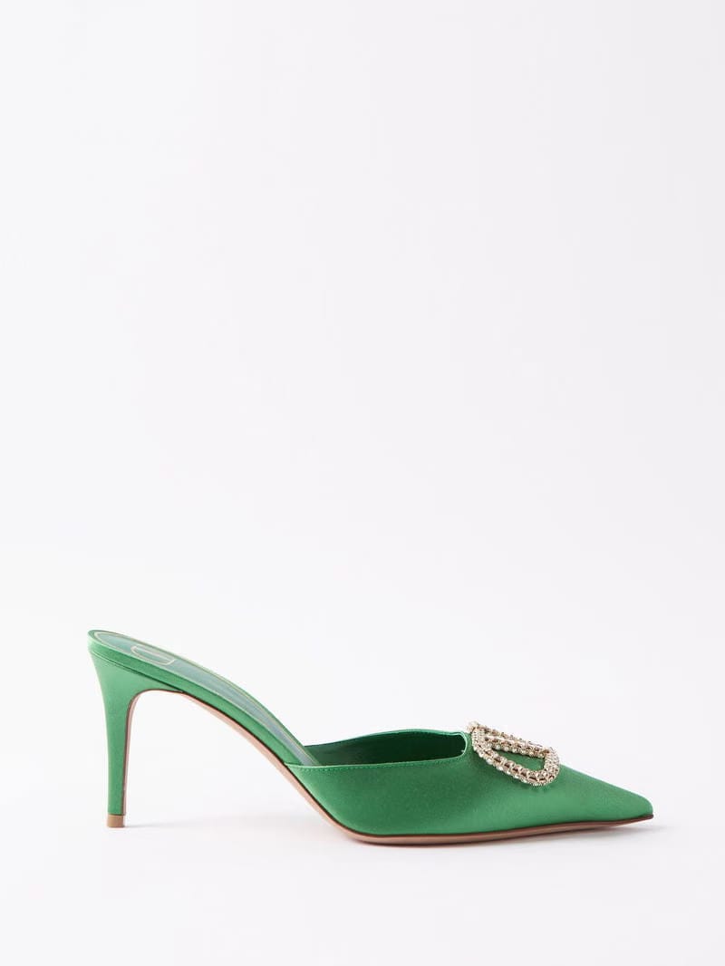 V-Logo Satin Mules