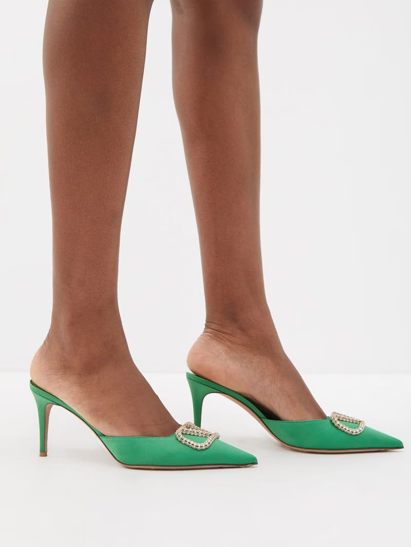 V-Logo Satin Mules