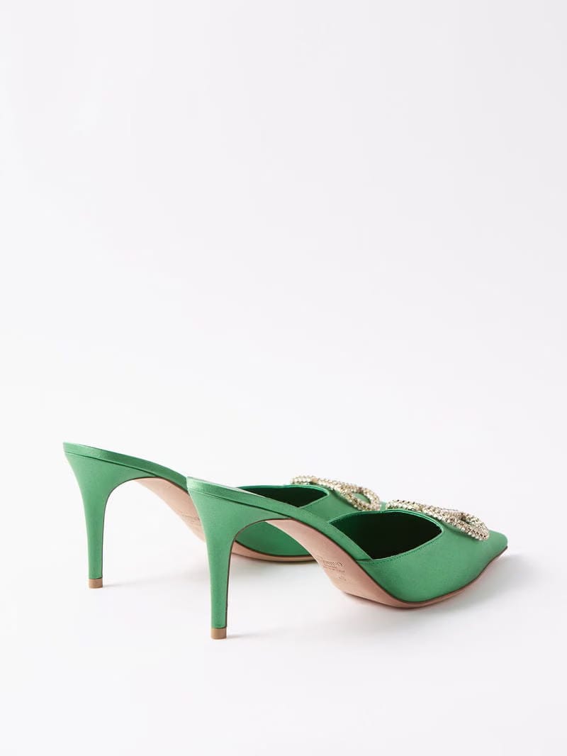 V-Logo Satin Mules