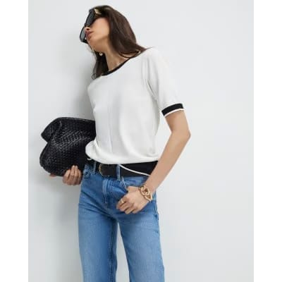 Cream Knitted Tipped Top