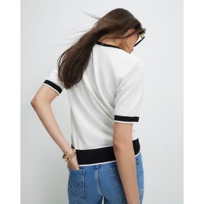 Cream Knitted Tipped Top