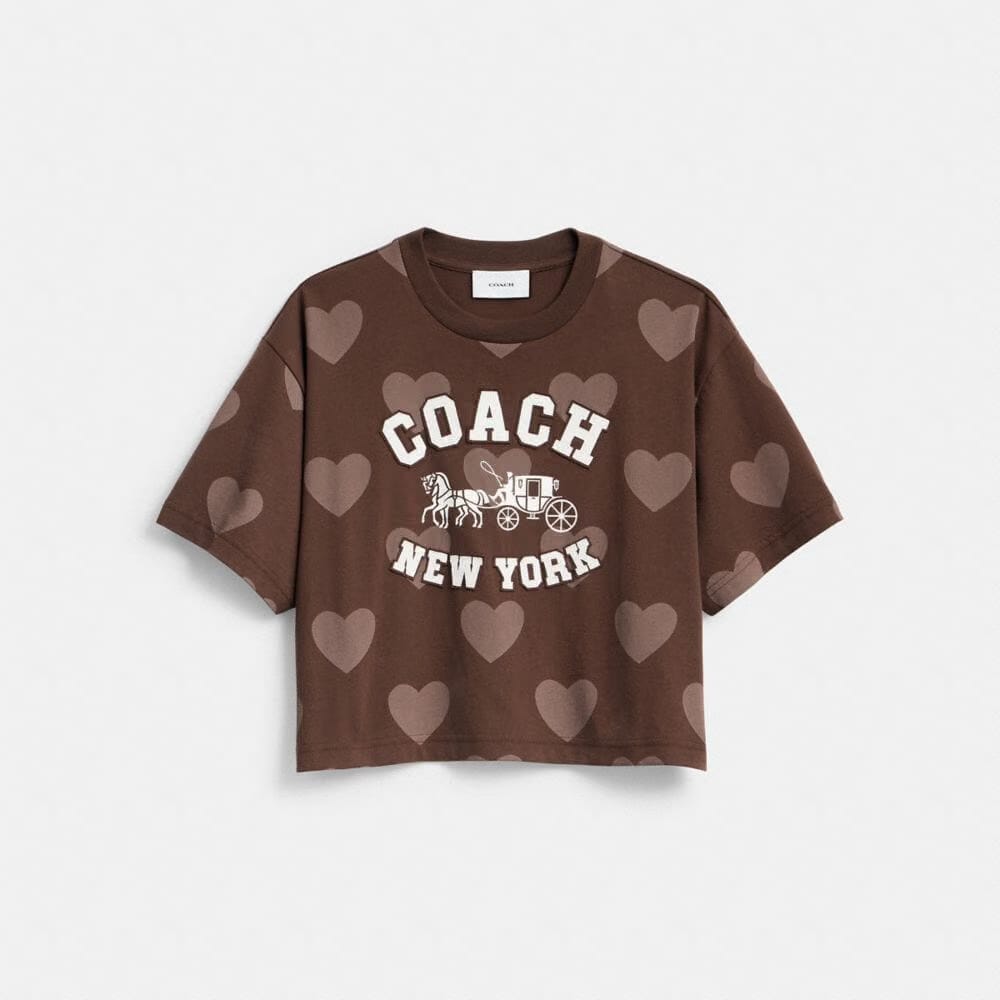 Horse And Carriage Heart Cropped T-Shirt In Organic Cotton