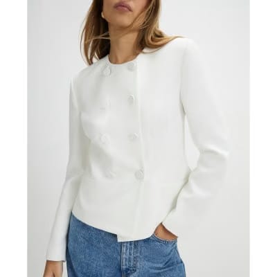 White Long Sleeve Short Cape Blazer