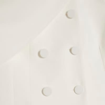 White Long Sleeve Short Cape Blazer