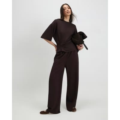 Brown Premium Short Sleeve Tuck Side Top