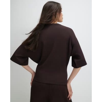 Brown Premium Short Sleeve Tuck Side Top