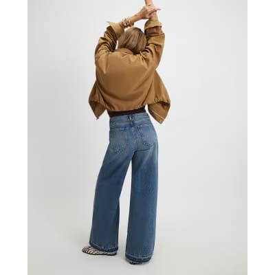 Blue High Waisted Wide Leg Jeans