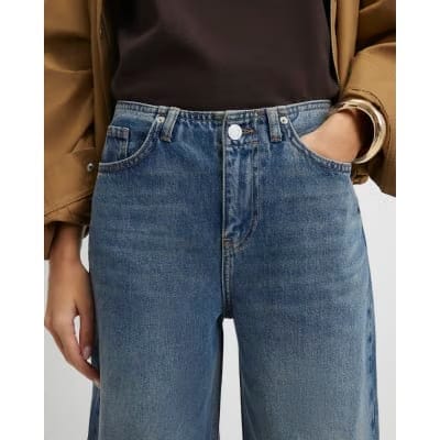 Blue High Waisted Wide Leg Jeans