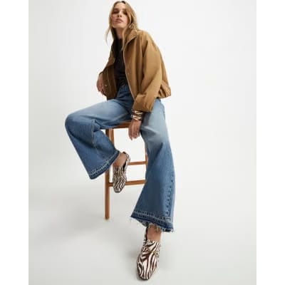 Blue High Waisted Wide Leg Jeans