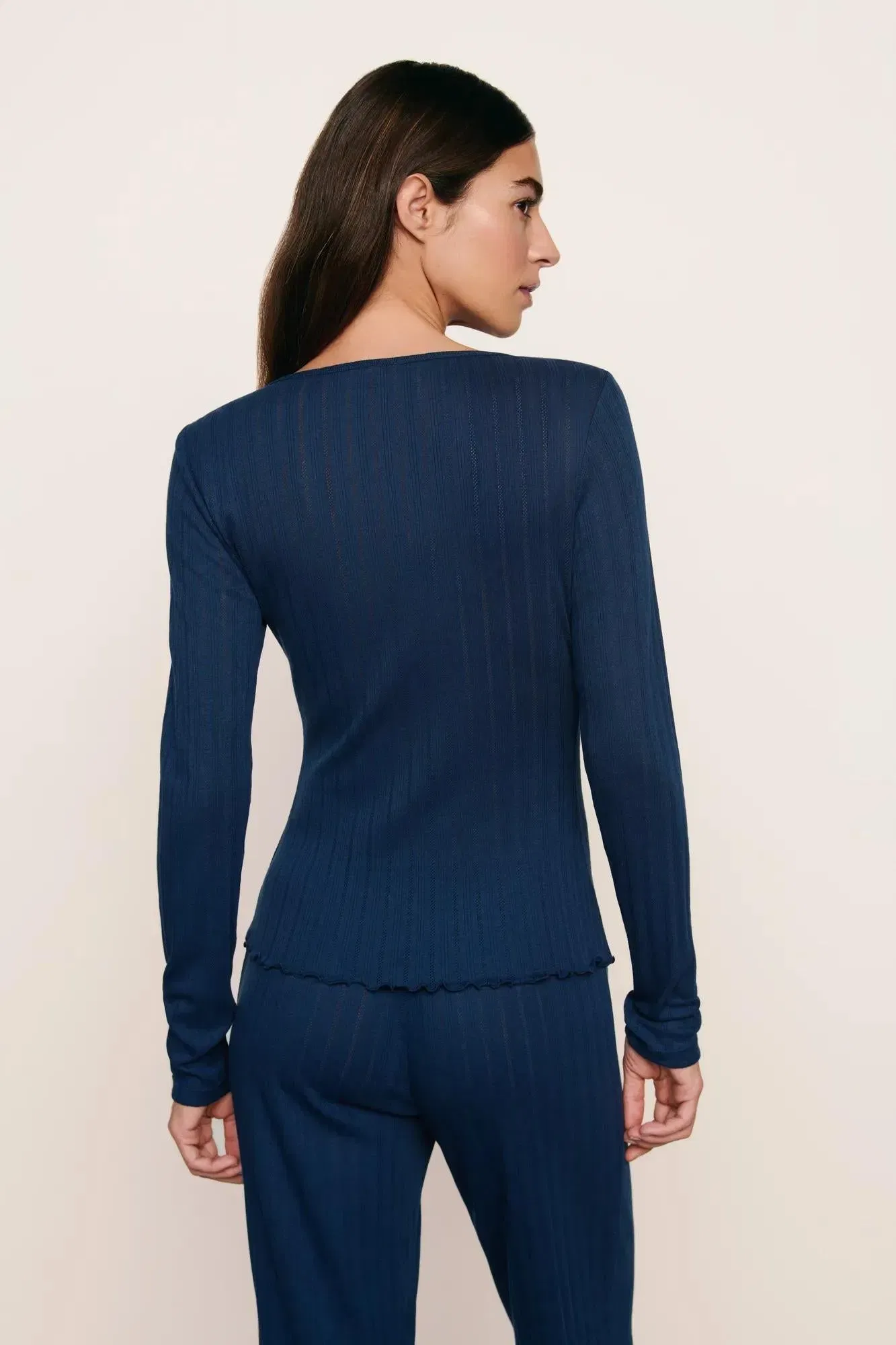 Pointelle V Neck Henley