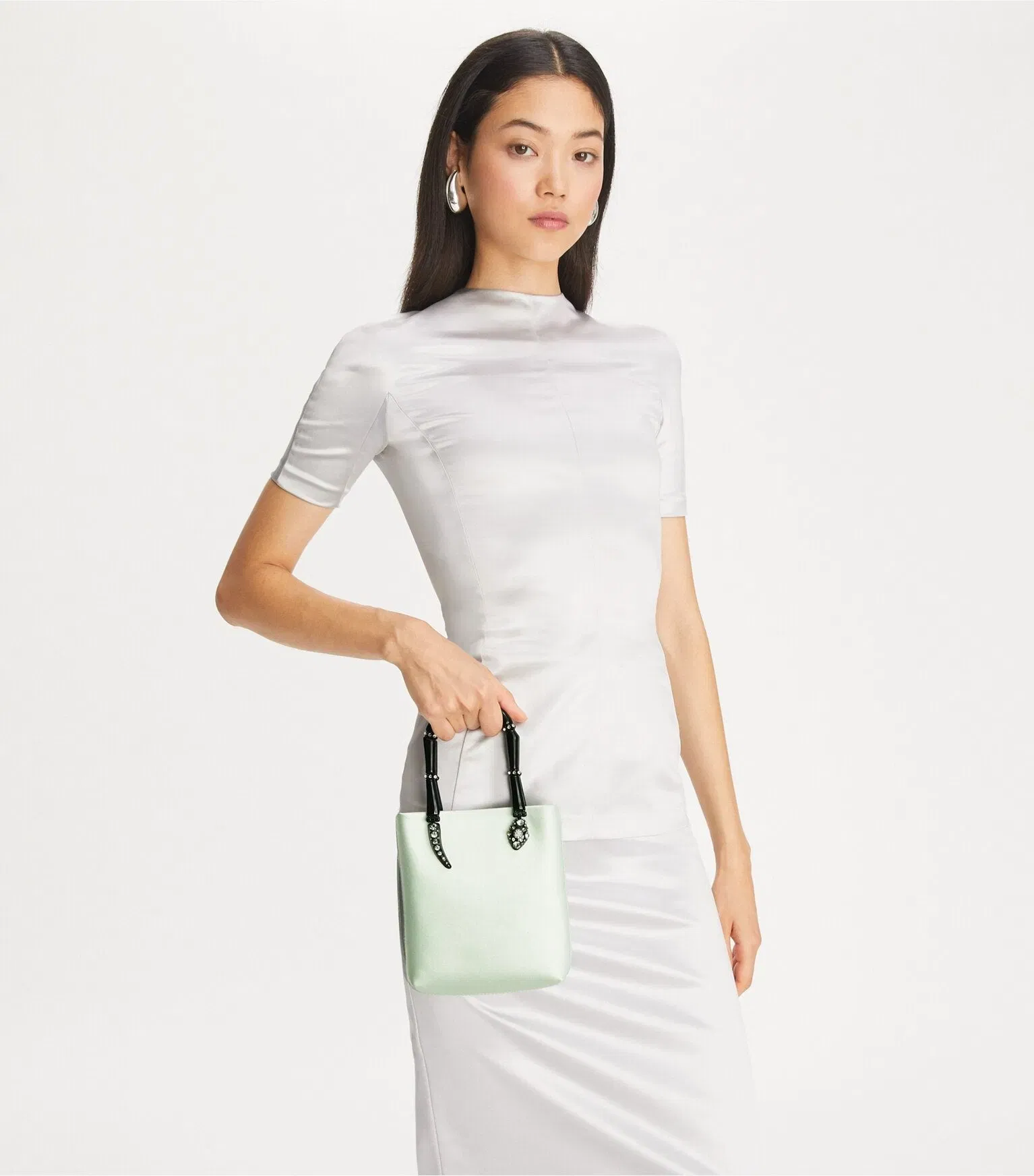 Mini Satin Snake Handle Tote
