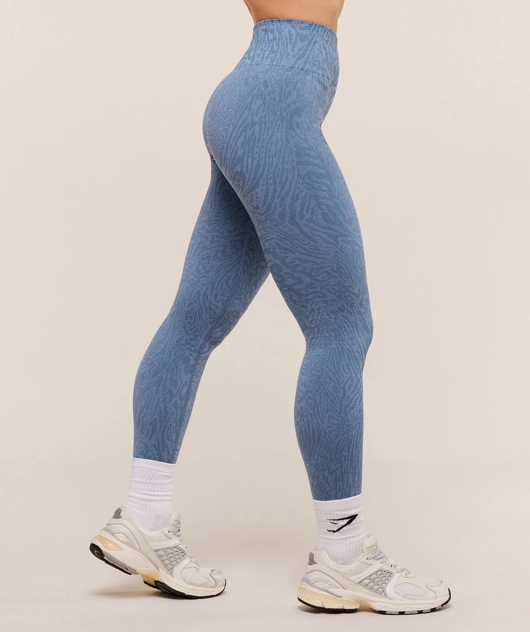 Gymshark Adapt Animal Seamless Leggings - Worn Blue/Peri Blue