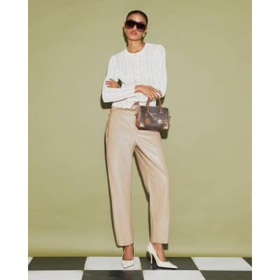 Cream Open Knit Long Sleeve Cardigan