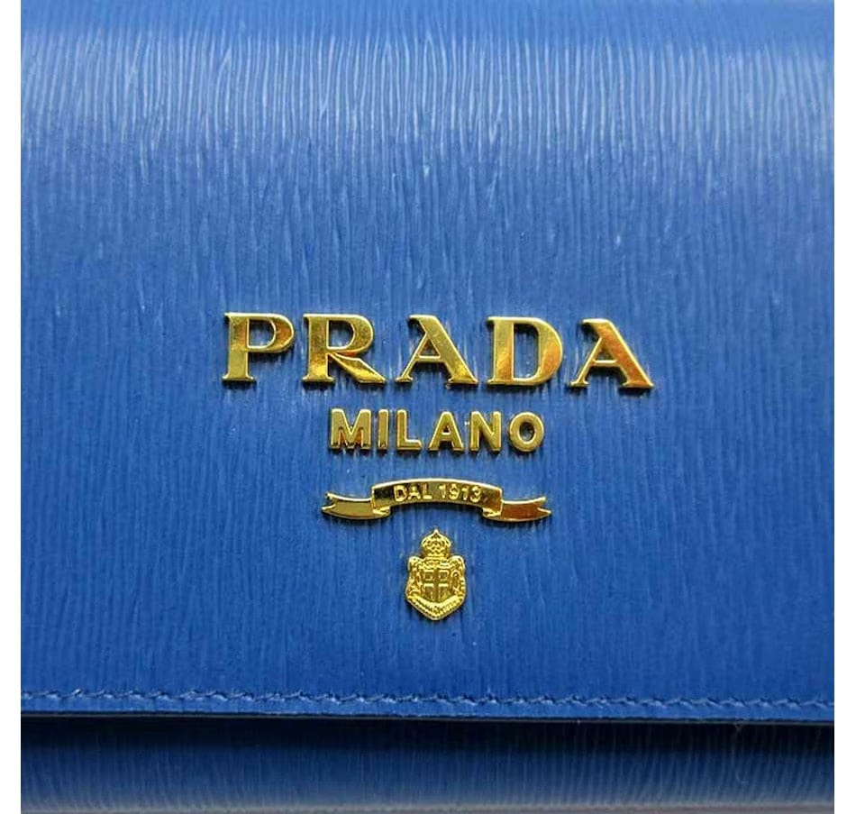 Vitello Move Cobalto Blue Leather Chain Crossbody Wallet Clutch