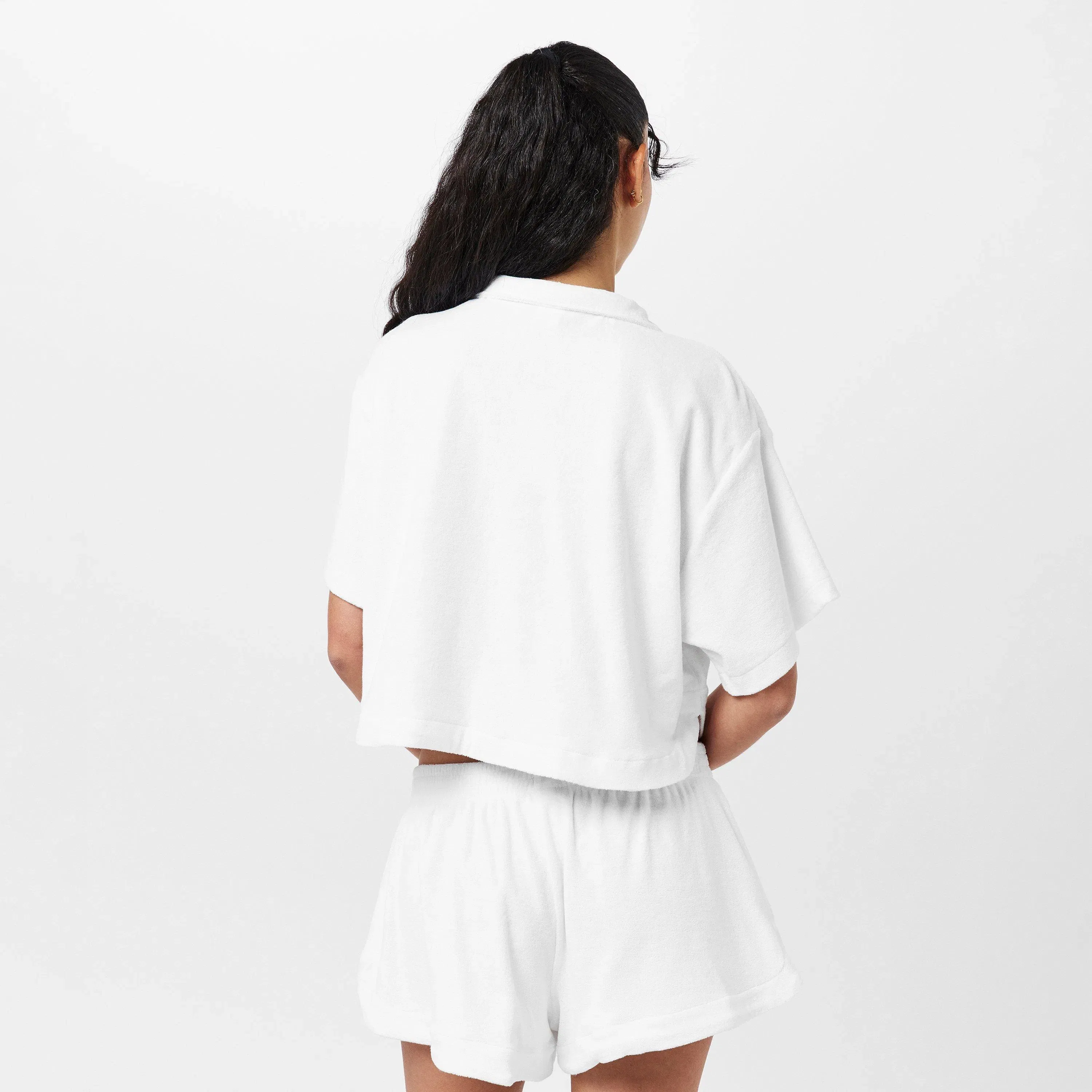 Shirred Metal Ring Front Beach Shorts
