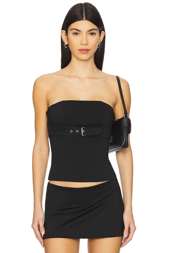 superdown Capri Strapless Top in Black