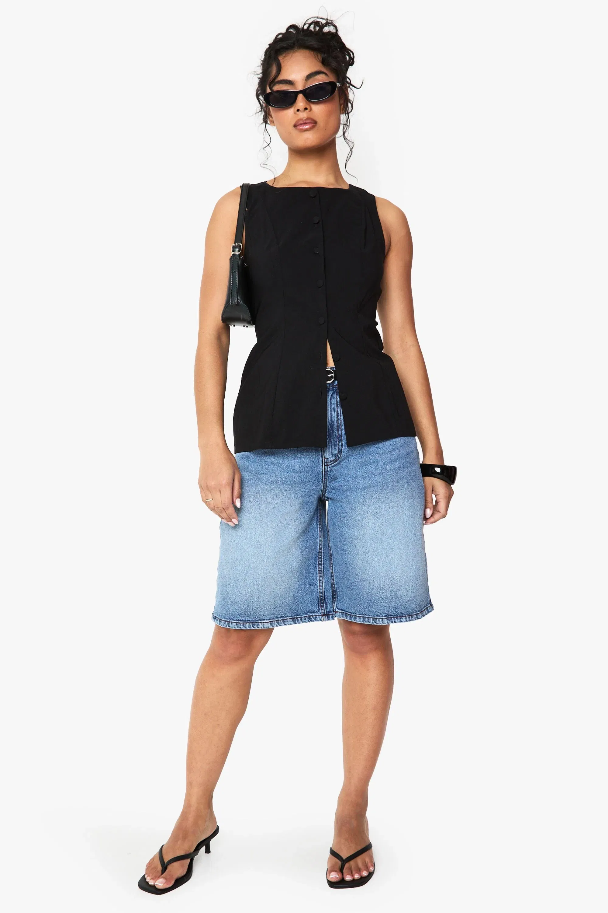 Bengaline Button Through Longline Waistcoat