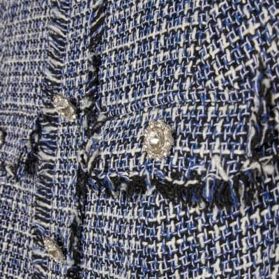 Blue Sleeveless Boucle Pleated Hem Mini Dress