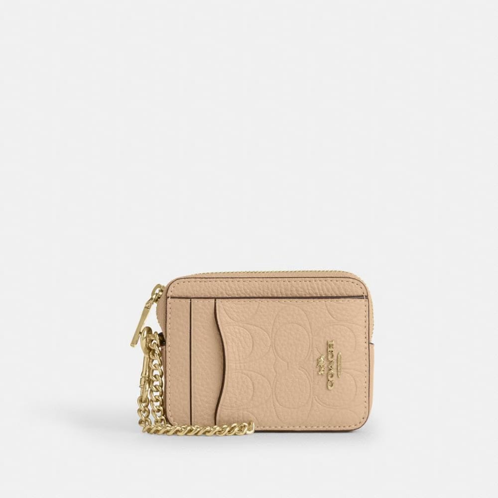 Zip Card Case In Signature Leather