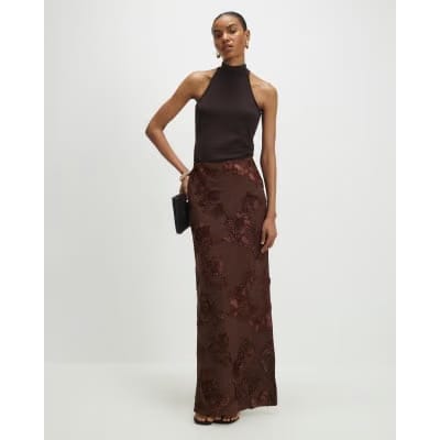 Brown Floral Cornelli Maxi Skirt