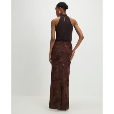 Brown Floral Cornelli Maxi Skirt