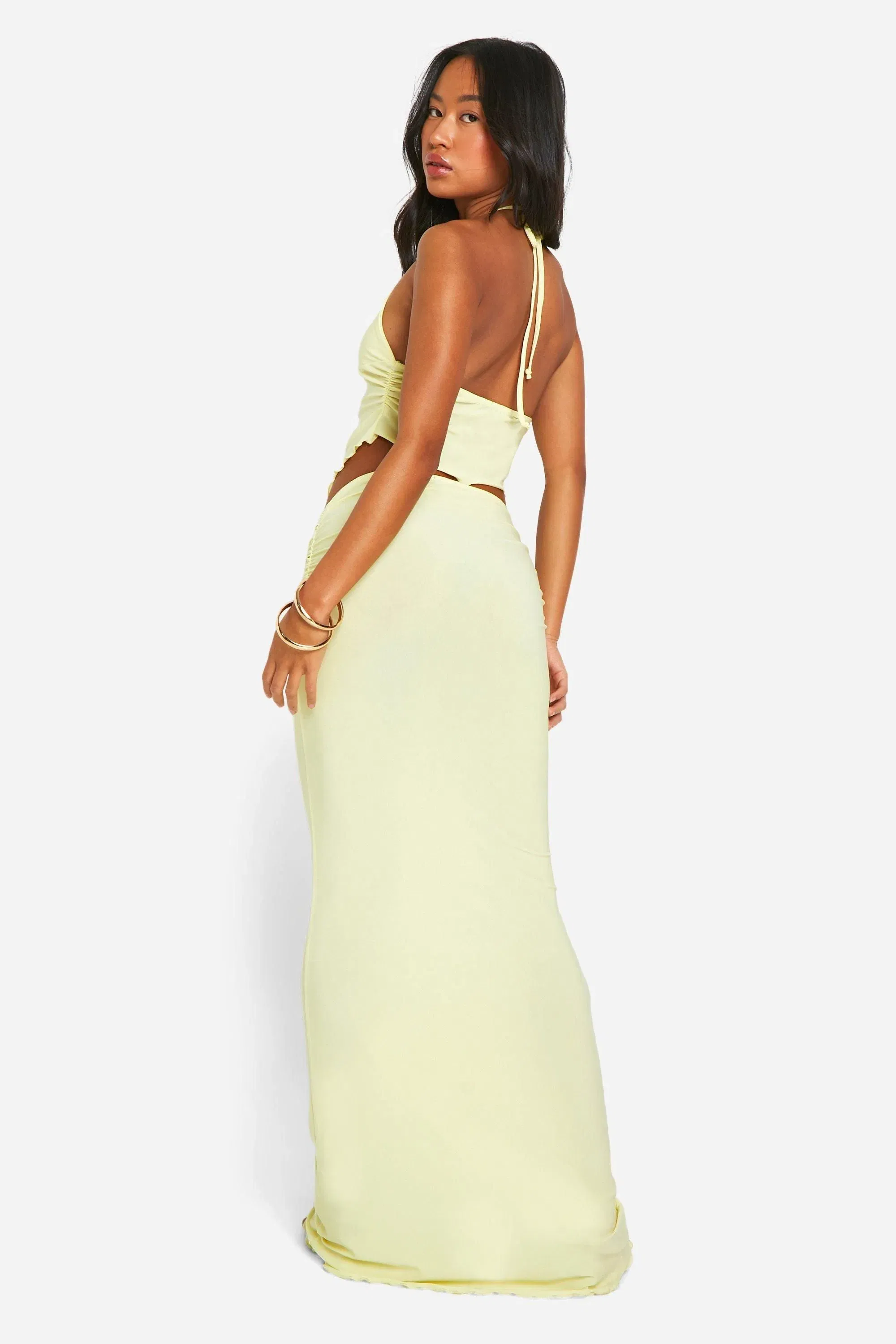 Lettuce Hem Coulumn Maxi Skirt
