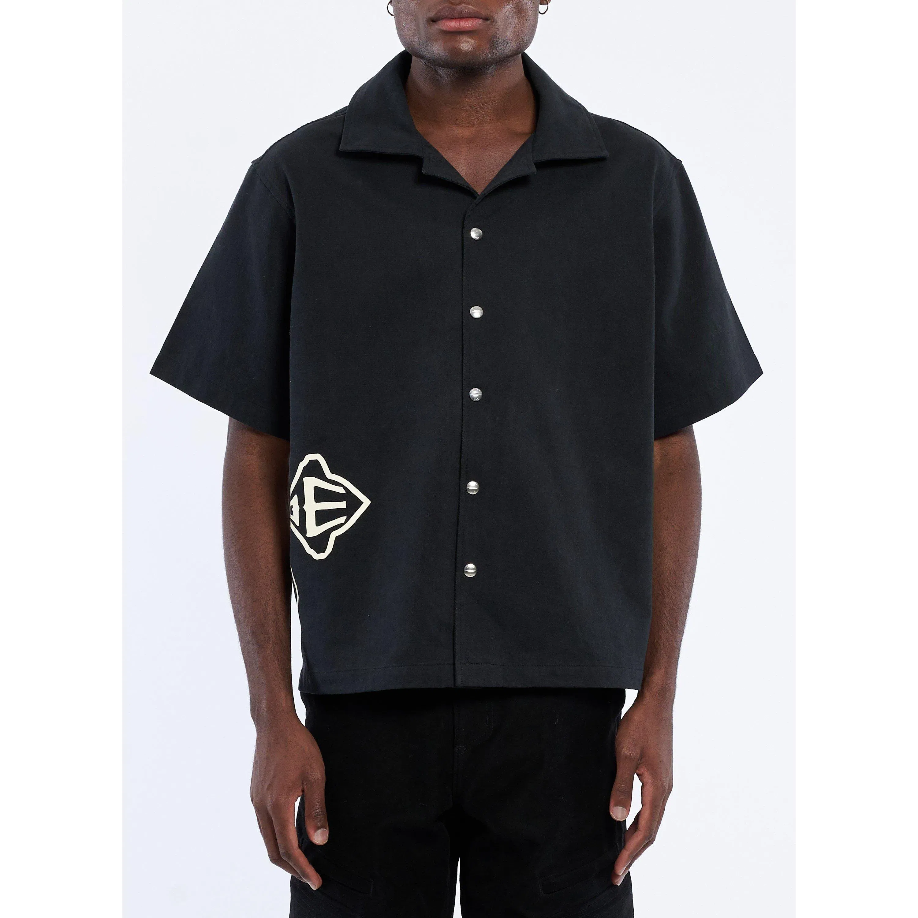 Cross Logo Short-Sleeve Patterned Shirt