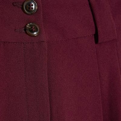 Red Pleated Wide Leg Trousers