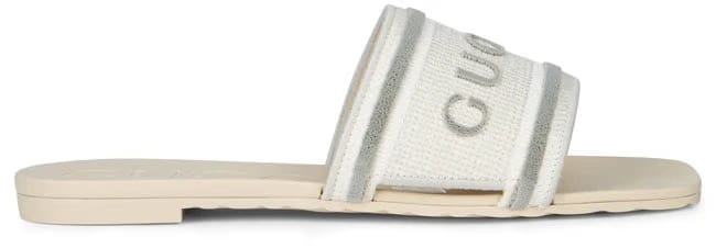 Gucci Sliders in cotton with embroidered logo