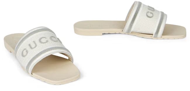 Gucci Sliders in cotton with embroidered logo