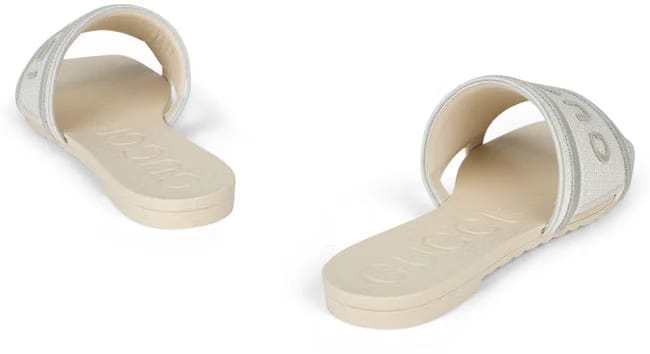 Gucci Sliders in cotton with embroidered logo