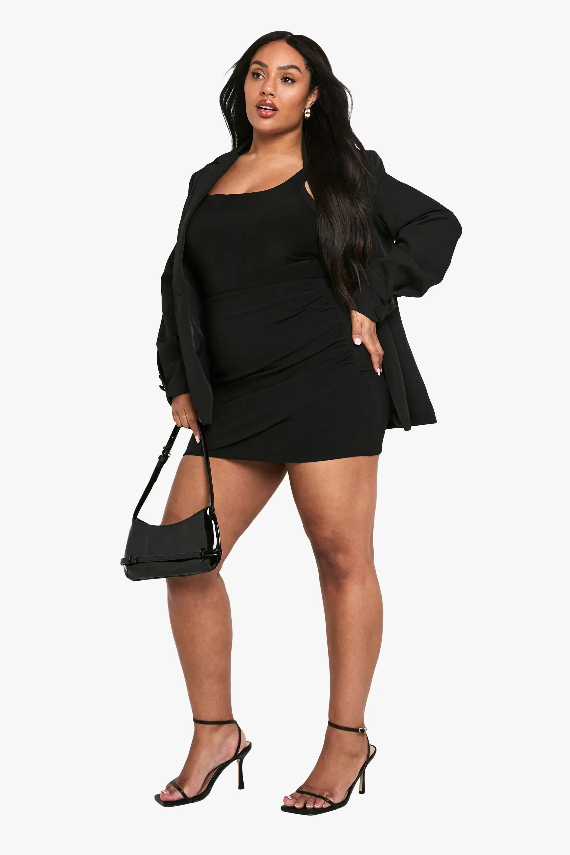 Plus Bengaline Ruched Wrap Skirt