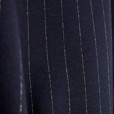 Petite Navy Pinstripe Tie Side Balloon Top