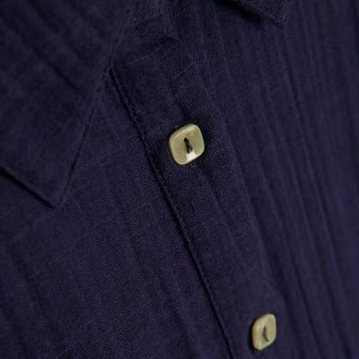 Navy Mini Belted Shirt Dress