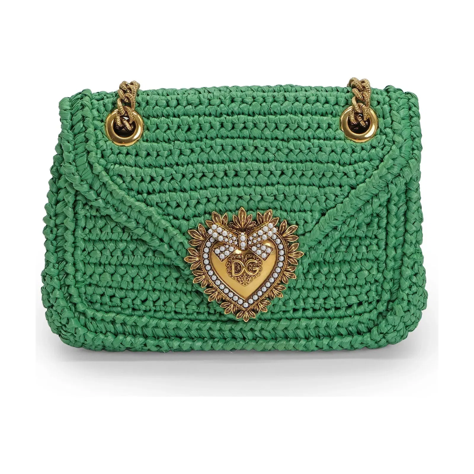 Dolce & Gabbana Green Raffia Crochet Bag