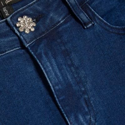 Blue Denim Embellished Bootcut Jeans