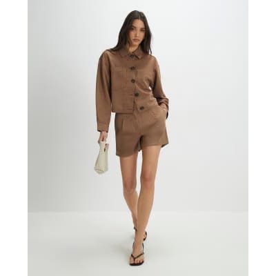 Beige Faux Suede Overshirt