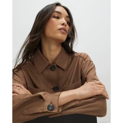 Beige Faux Suede Overshirt