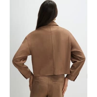 Beige Faux Suede Overshirt