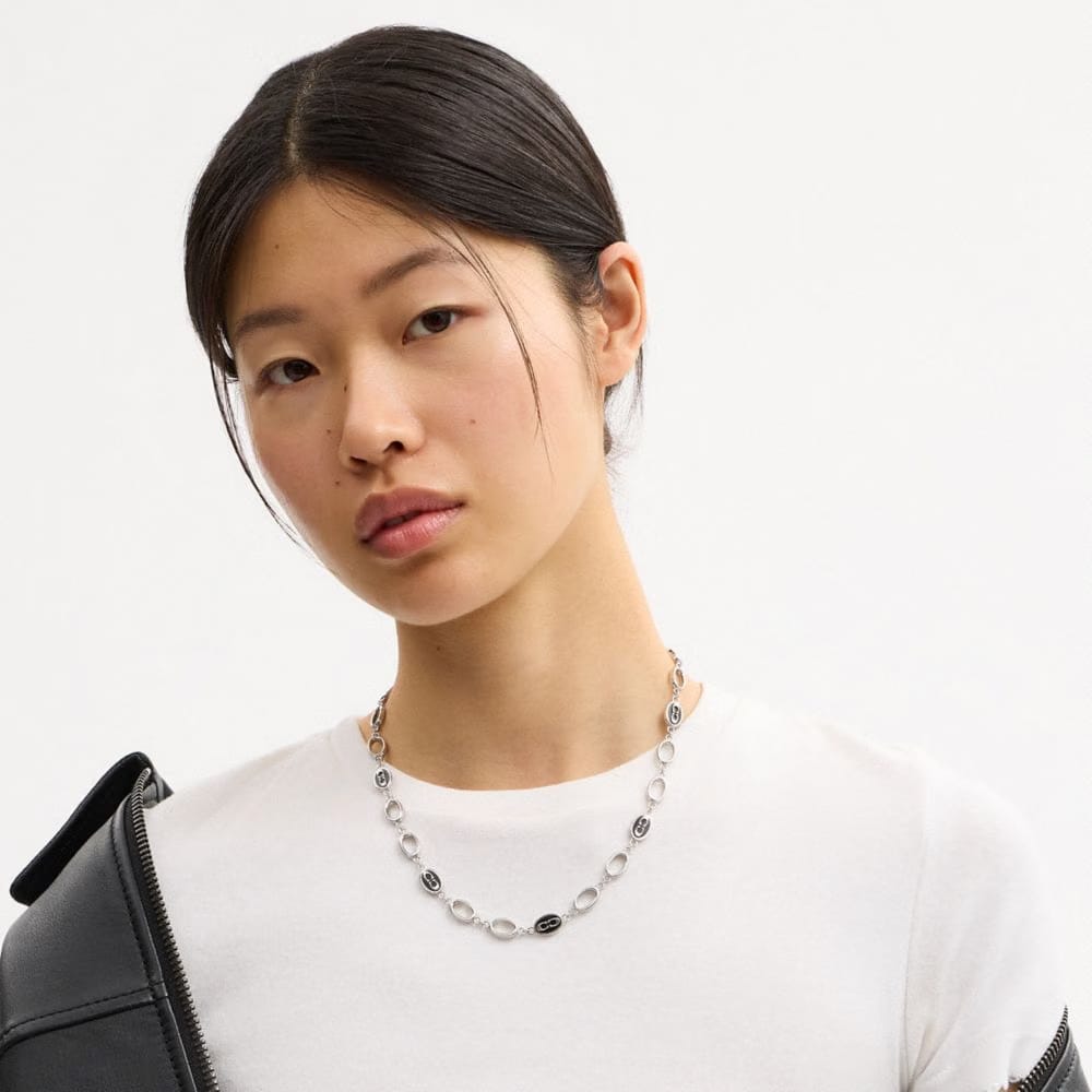 Signature Link Enamel Chain Necklace
