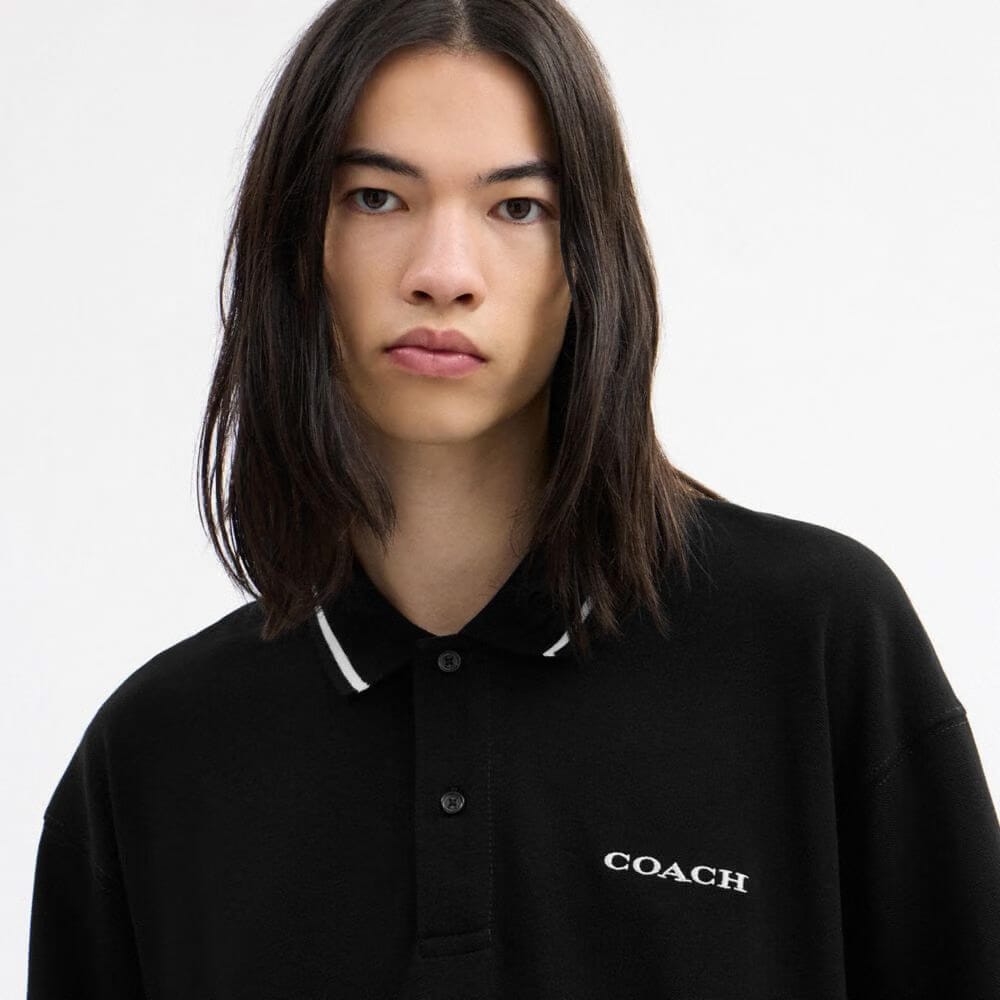 Signature Trim Long Sleeve Polo In Regenerative Cotton