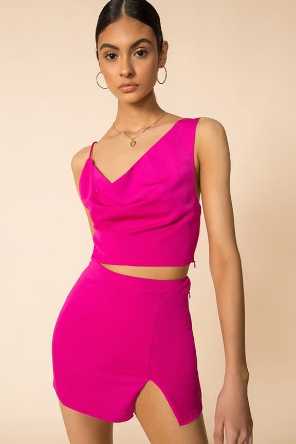 superdown Kylie Mini Skirt Set in Magenta