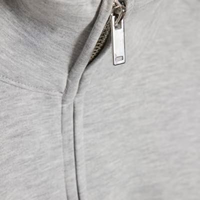 Grey Long Sleeve Zip up Bomber Sweatshirt
