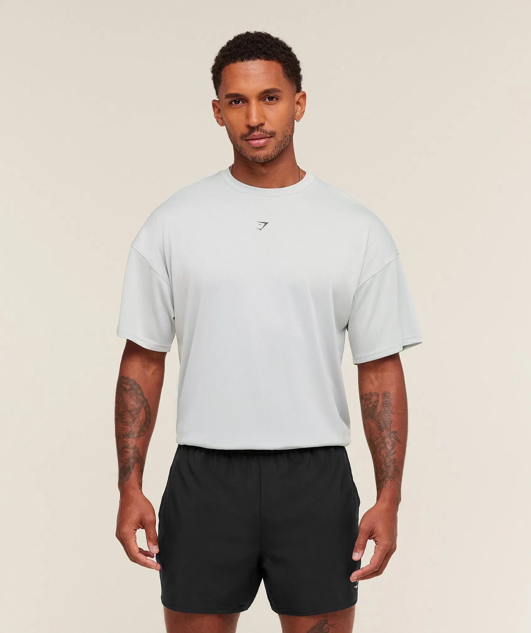 Gymshark Hybrid Graphic T-Shirt - Light Grey
