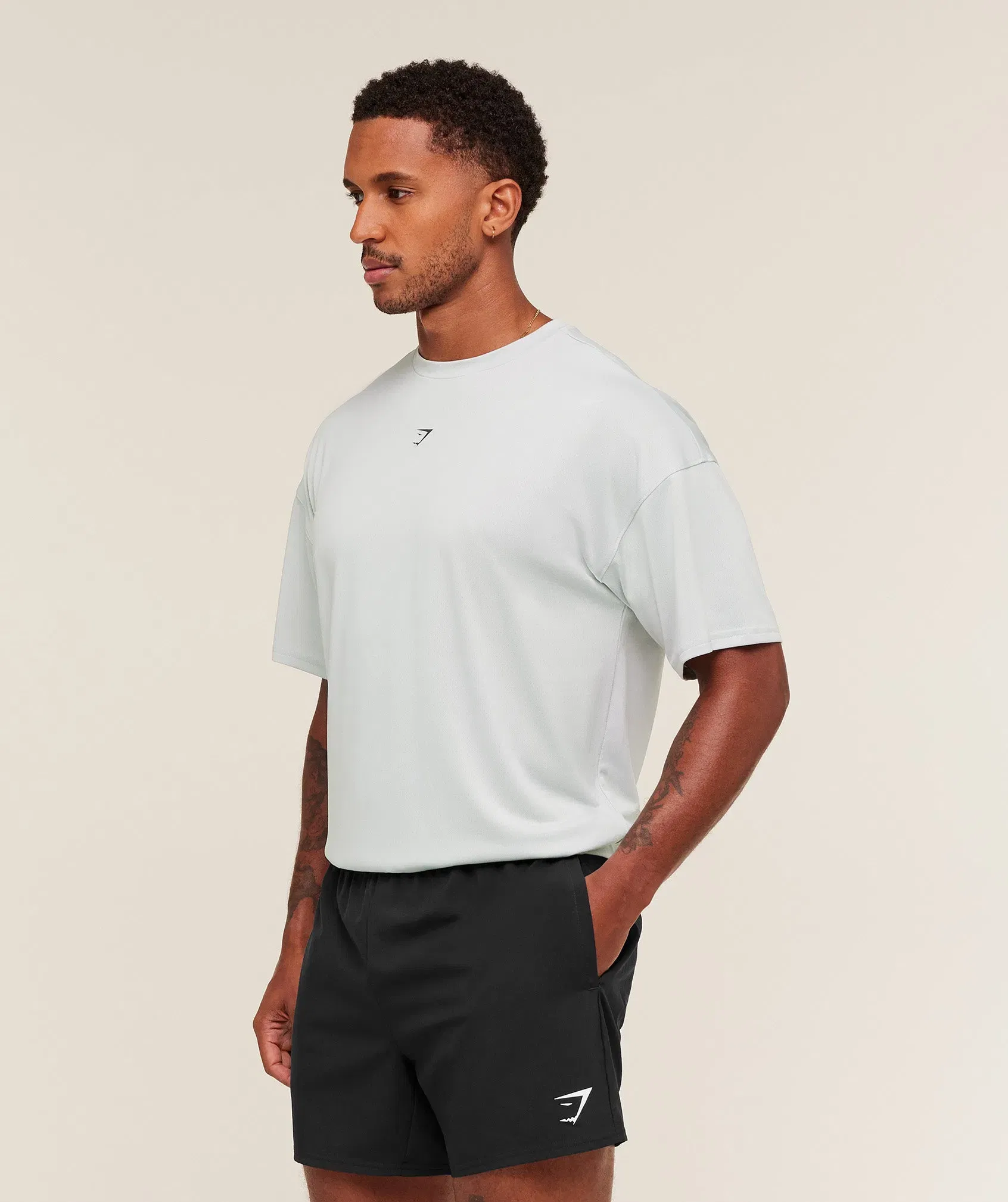 Gymshark Hybrid Graphic T-Shirt - Light Grey