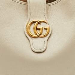 Gucci White Leather Double G Large Aphrodite Shoulder Bag