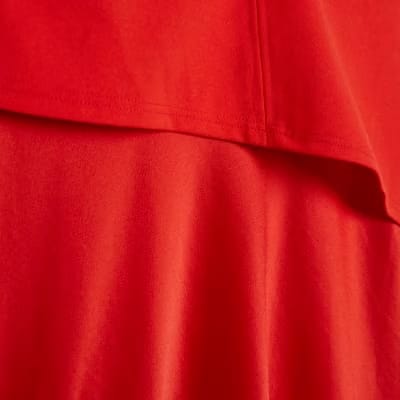 Petite Red Satin Hybrid Midi Dress